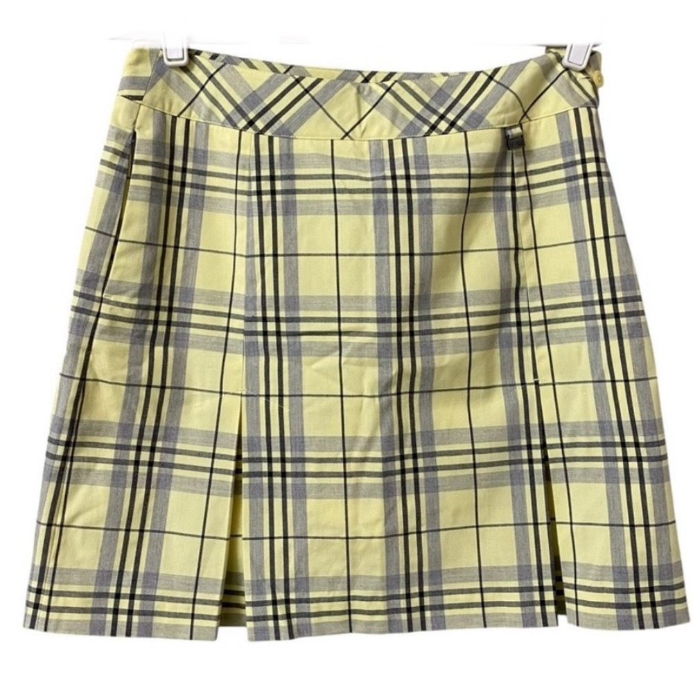 EP Pro sporty yellow & gray plaid print tennis golf slit skort skirt size 8